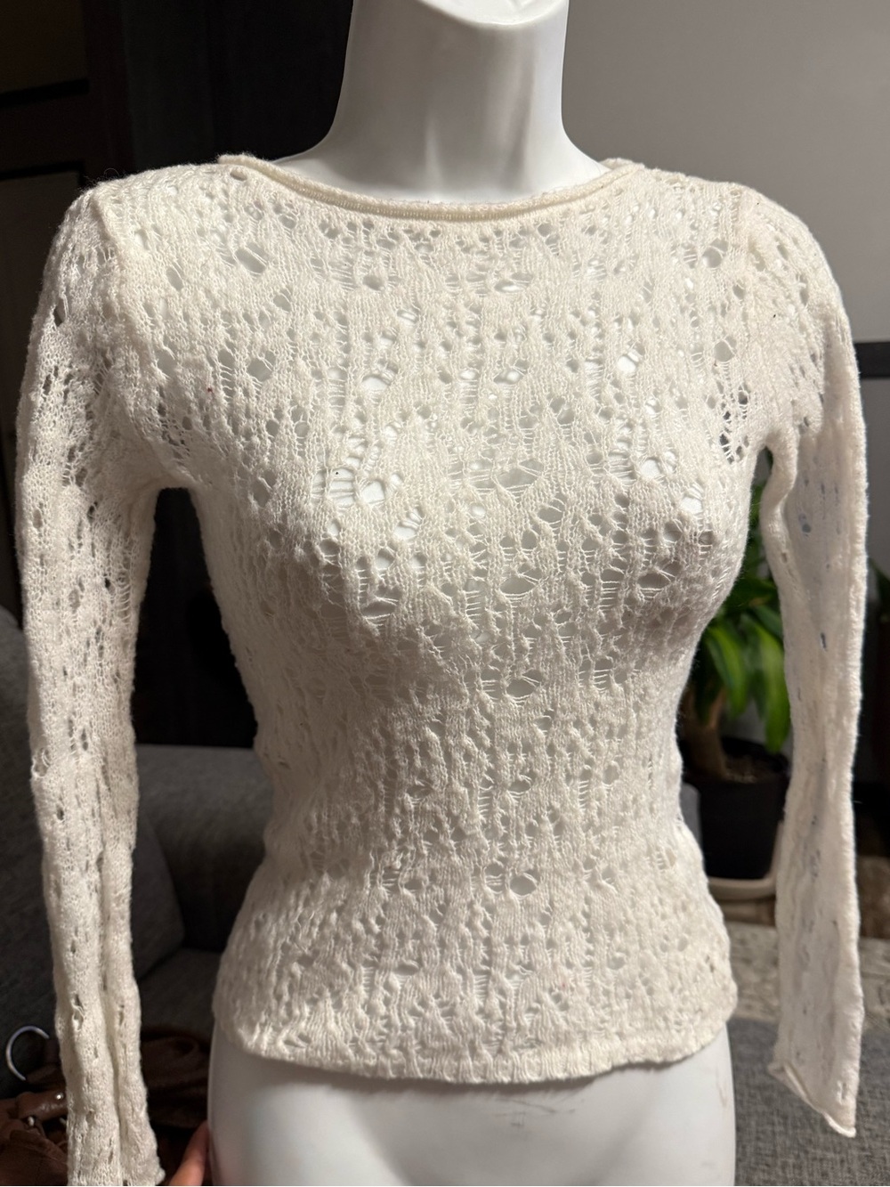 wild fable Cream Open-Weave Knit Top